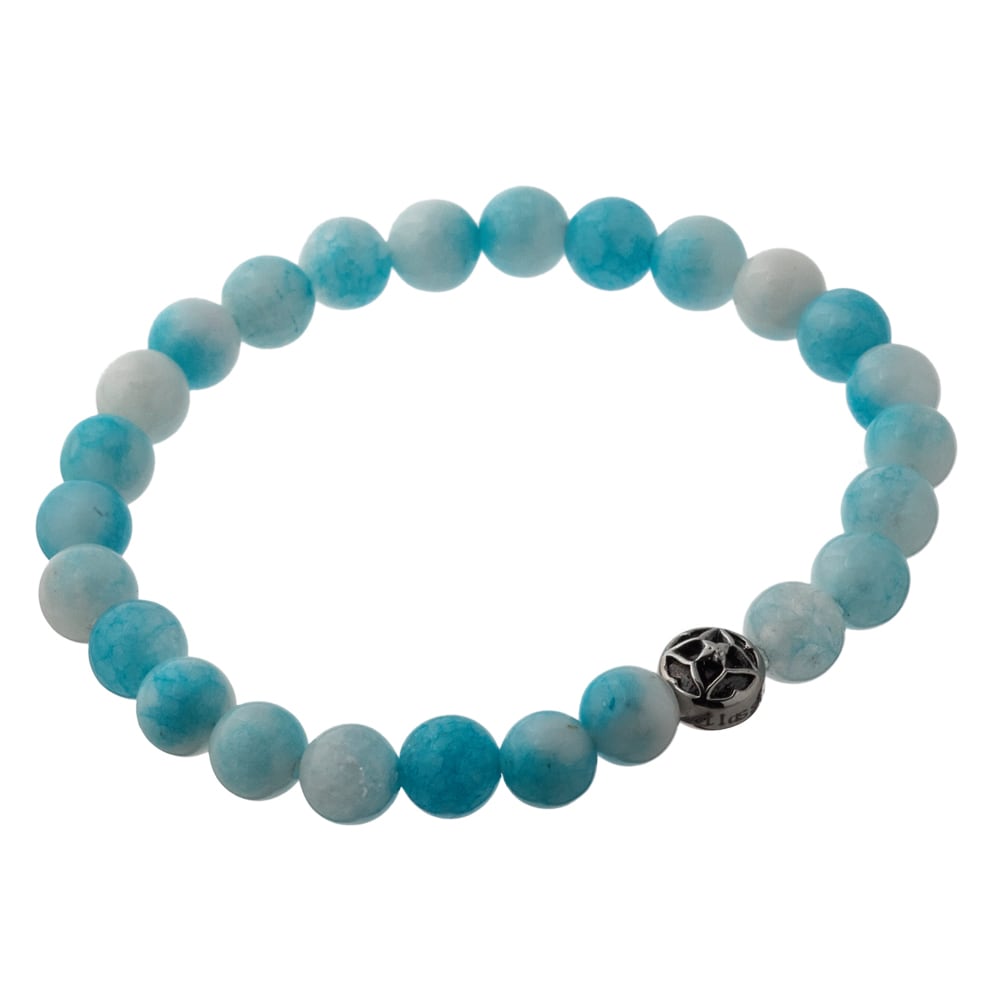 海色水晶数珠ブレスレット6mm レディースサイズ ACB0117 Sea-colored
