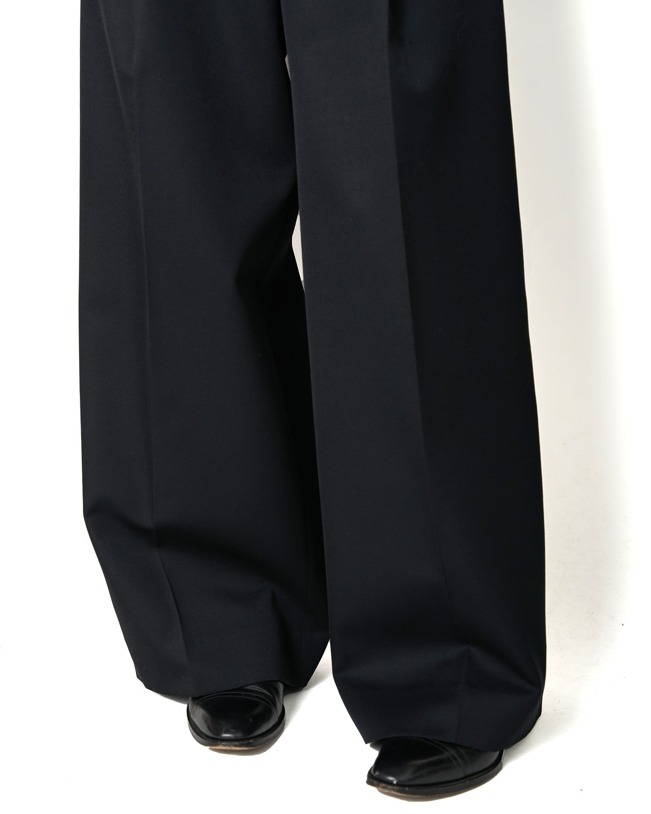 ssstein "WOOL KERSEY EXTRA WIDE TROUSERS〔BLACK〕"