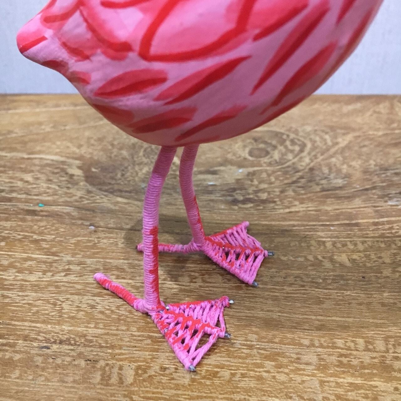 木製フラミンゴ 19cm 鳥のオブジェ インテリア バリ雑貨 アジアン雑貨