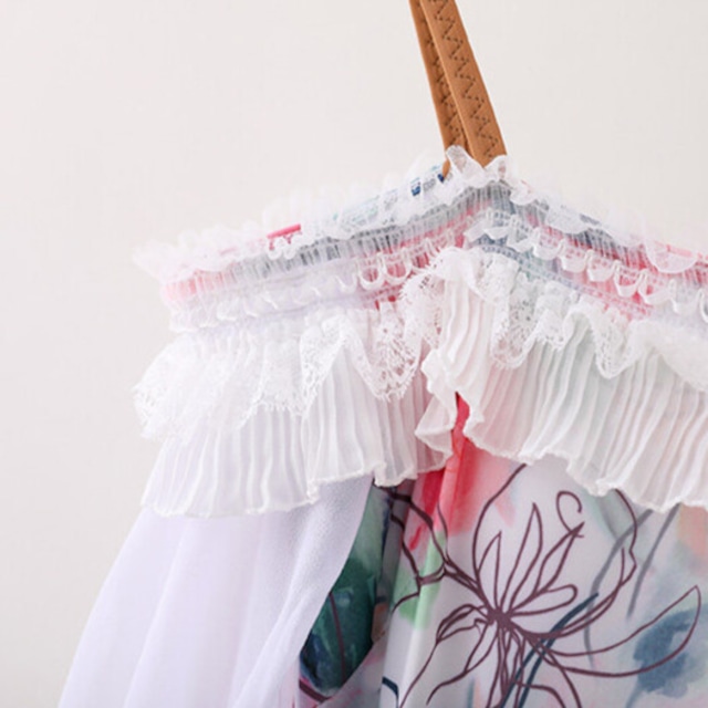 フラワープリント オフショルダー スタンダードドレス ds1497