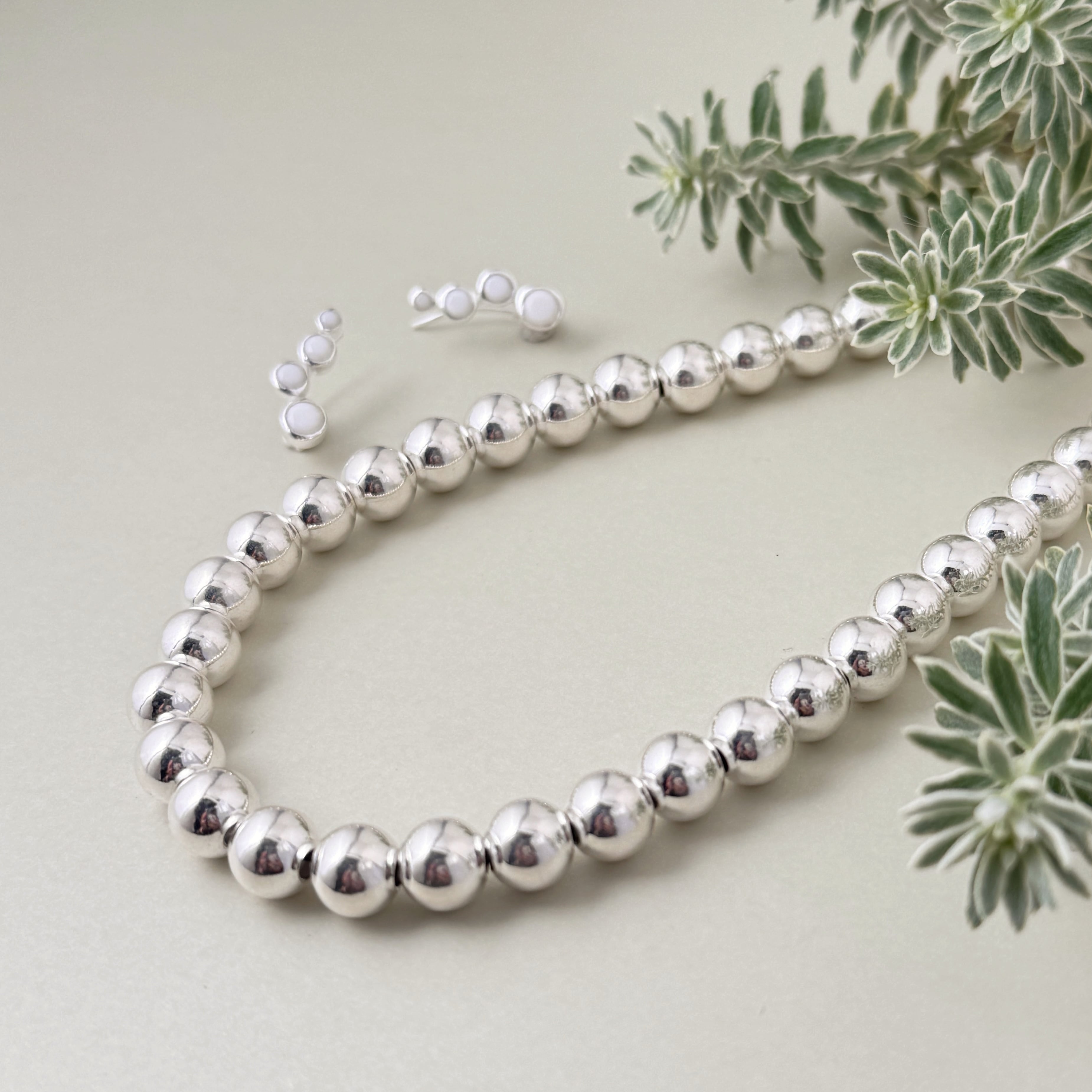 限定1本】ナバホパール ネックレス 丸玉 8mm 55cm シャイニー《Indian