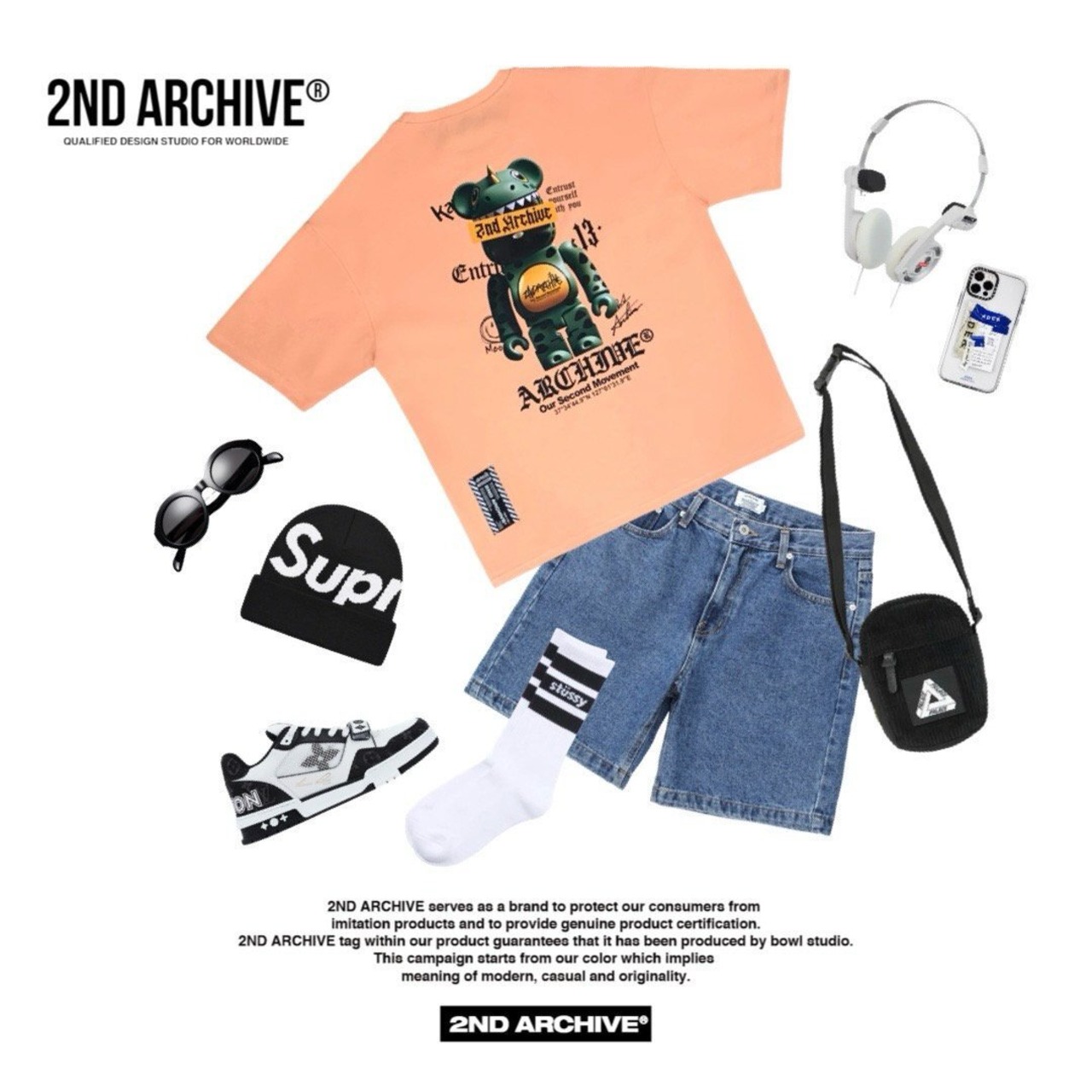 2ND017 2NDARCHIVE Tシャツ 韓国ファッション オーバーサイズ ユニセックス