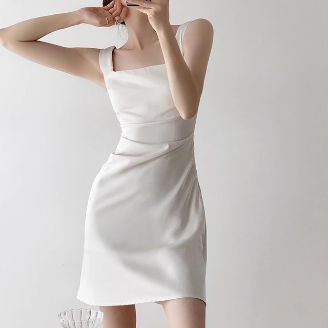 レディース ワンピース ドレス ショート ロング ノースリーブ Aライン ハイウエスト 大人可愛い きれいめ 上品 おしゃれ かっこいい ラフ ガーリー クール エレガント 存在感 フォーマル 都会的 ナチュラル 無地 春 夏 結婚式 二次会 披露宴 発表会 デート お出かけ パーティー イベント レストラン 女子会 休日 ホテル ショッピング コンサート 韓国 コーデ 楽ちん プレゼント 美脚 脚長 モテ インスタ映え S M L ホワイト