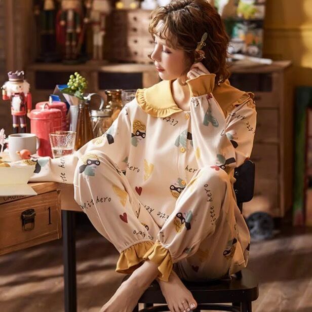 ふわふわ セットアップ ルームウェア 袖あり 長袖 Vネック かわいい