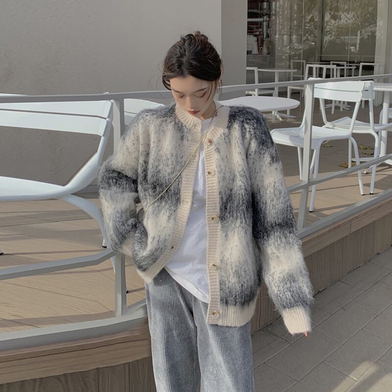 スプリングオータムスタンダードセーター レディーススタイルルーズ長袖スリーブニットジャケット ロング レトロ 春物 秋物 スーパーモール90165103144