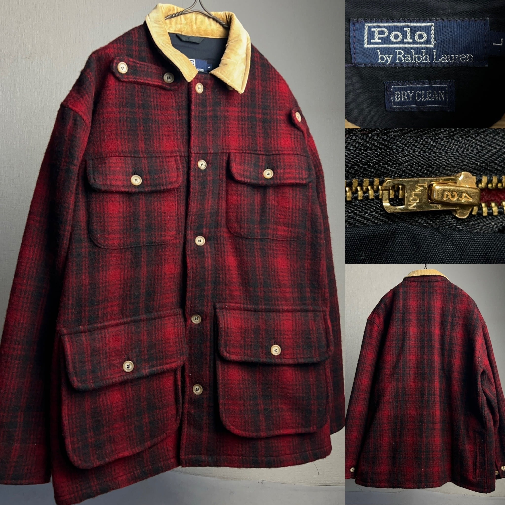 80's~90's Polo by Ralph Lauren Wool Hunting Jacket SIZE L 90年代 ポロラルフローレン  ウールハンティングジャケット バッファローチェック柄 マッキーノクルーザー【1000A665】【送料無料】