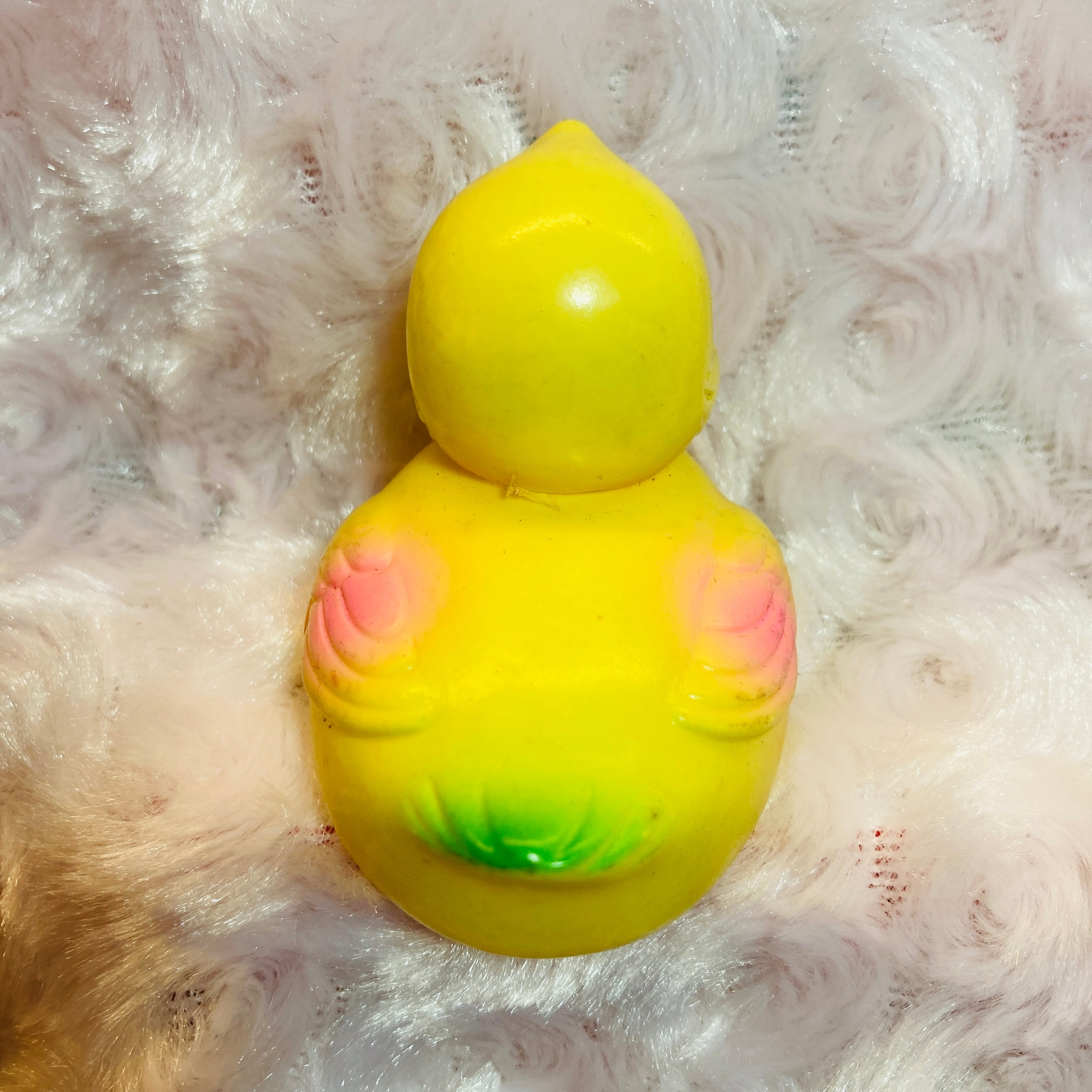 ミニソフビ アヒル 水鳥 黄色 昭和レトロポップ 人形 置物 日本製