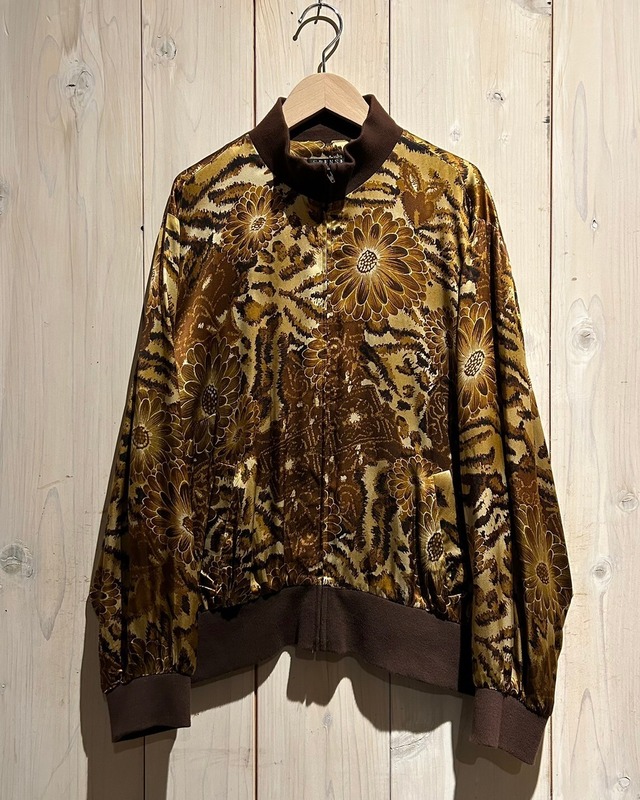 【a.k.a.C.a.k.a vintage】Leopard × Flower Pattern Vintage Silk Blouson Jacket