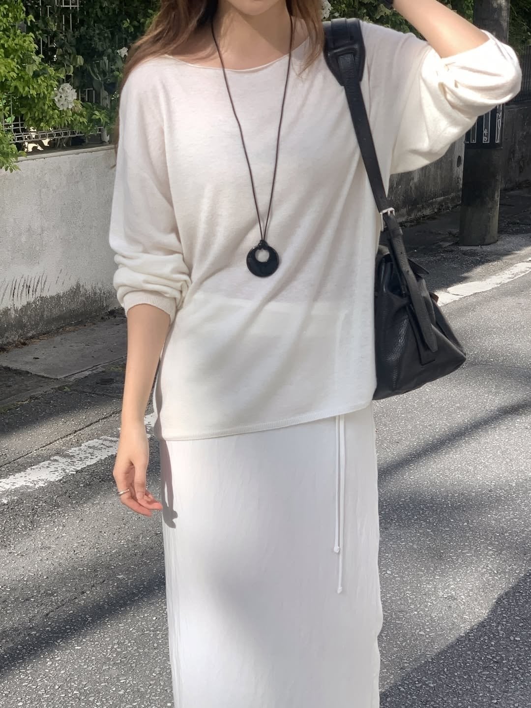 (予約) verveine / Bella silk whole-garment boat-neck knit