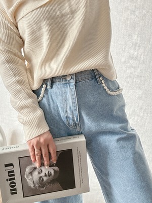 【予約販売】pocket pearl denim pants