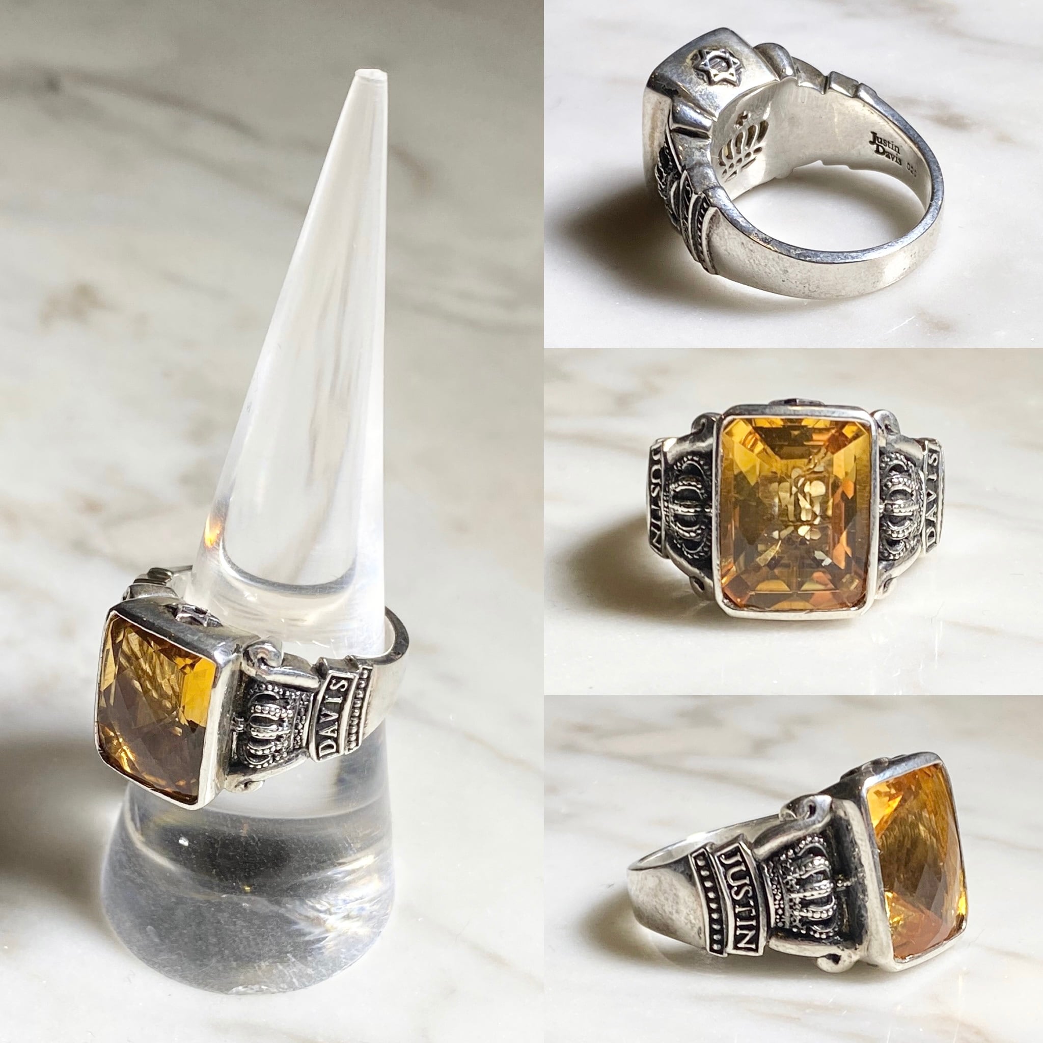JUSTIN DAVIS silver ring set with yellow stone | NOIR ONLINE