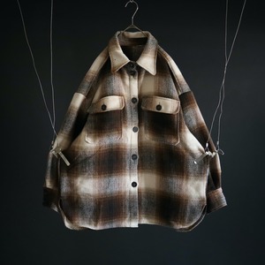 over silhouette ombré check design herringbone tweed shirt jacket