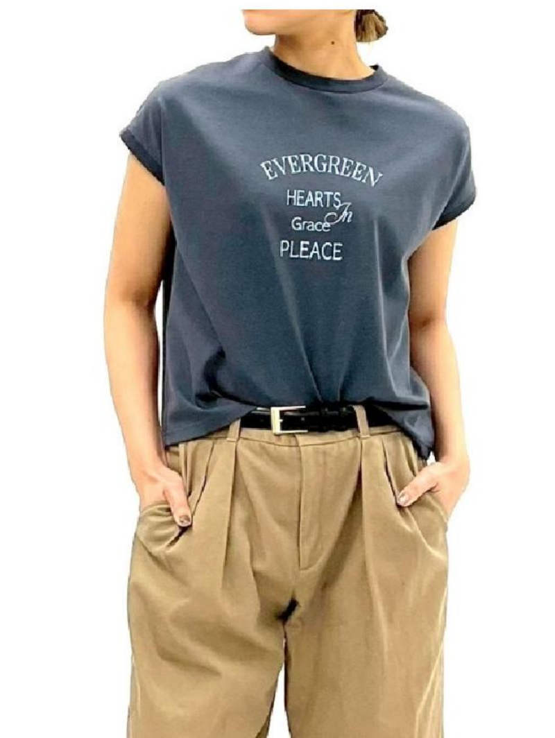 424. passione パシオーネ ロゴ入りフレンチスリーブT(ホワイト/チャコール) 26941