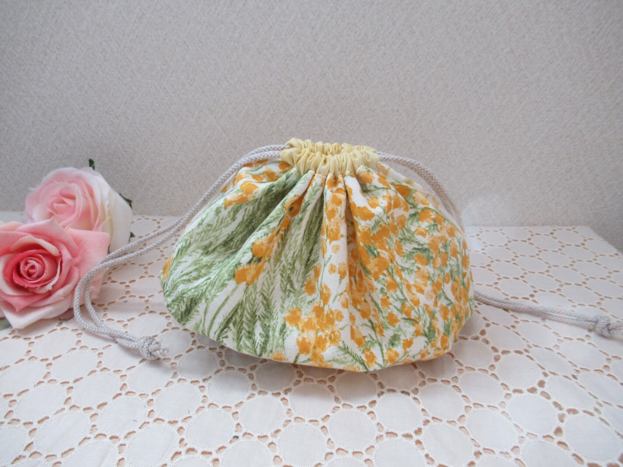 ゆったり柔らか ローズとミモザ 巾着 【￥4.500⠀】 | www