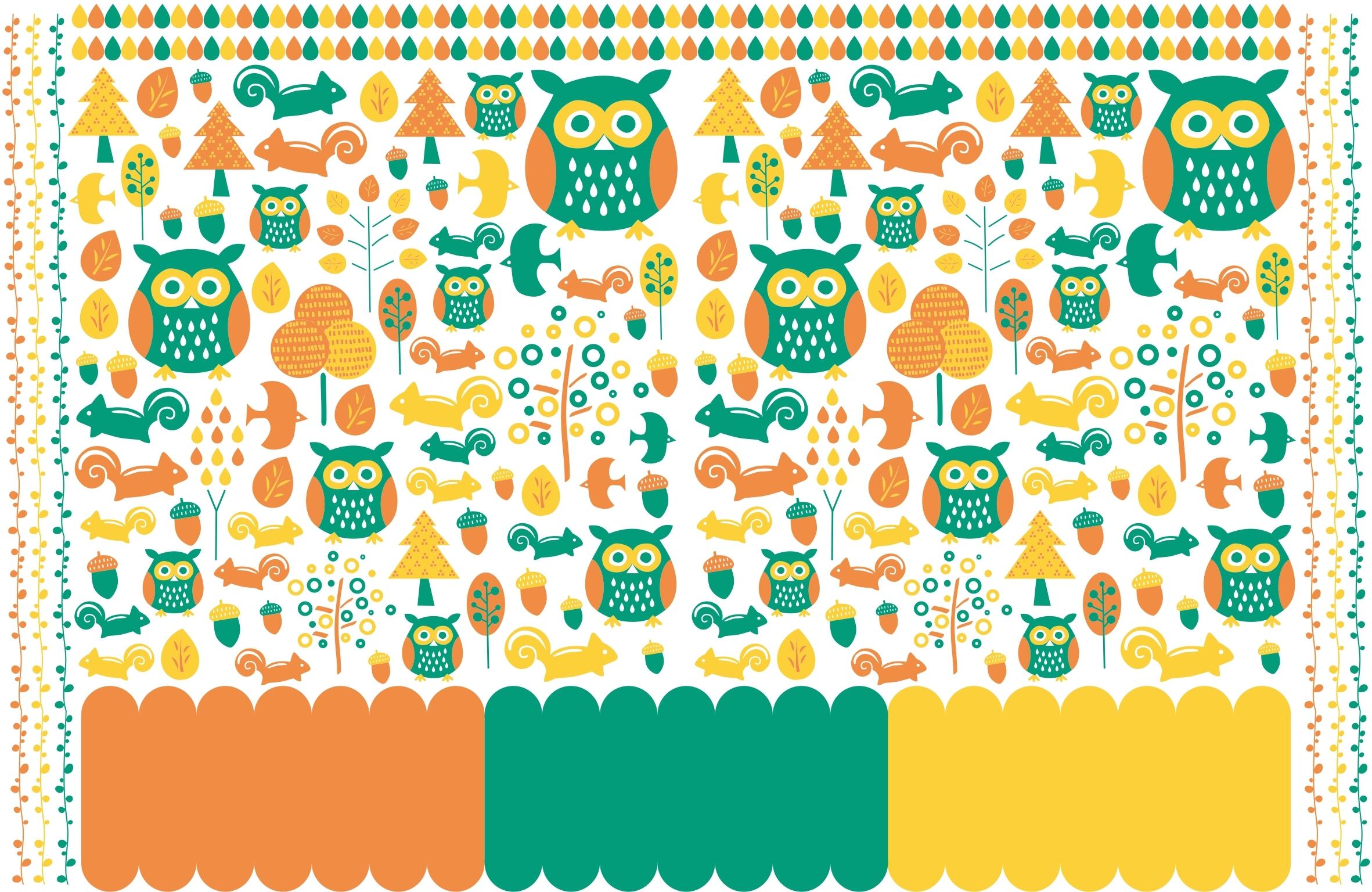 ポーセラーツ転写紙 森と動物たち 北欧風 A3サイズ