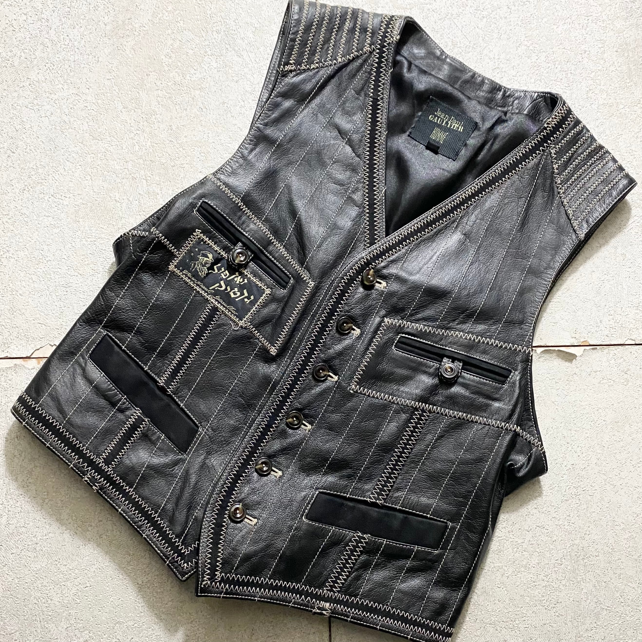 JEAN PAUL GAULTIER HOMME black leather vest | NOIR ONLINE