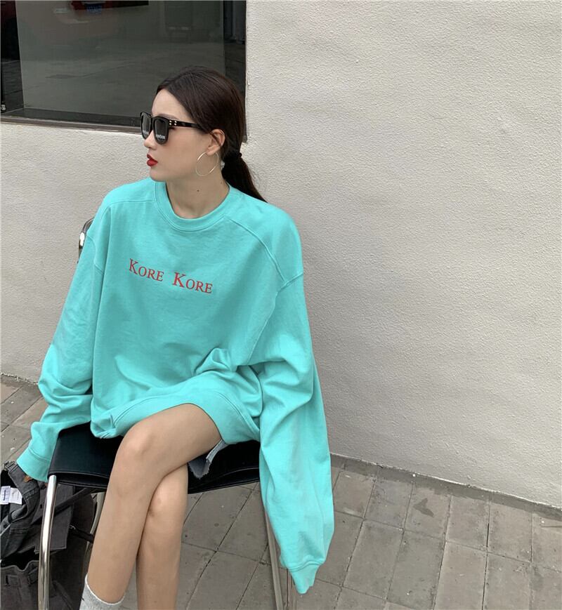 プルオーバーセーター女性の2020年秋新しいルーズミドル丈コート怠惰なbfブルー長袖トップ ブラックストロベリース65361896661