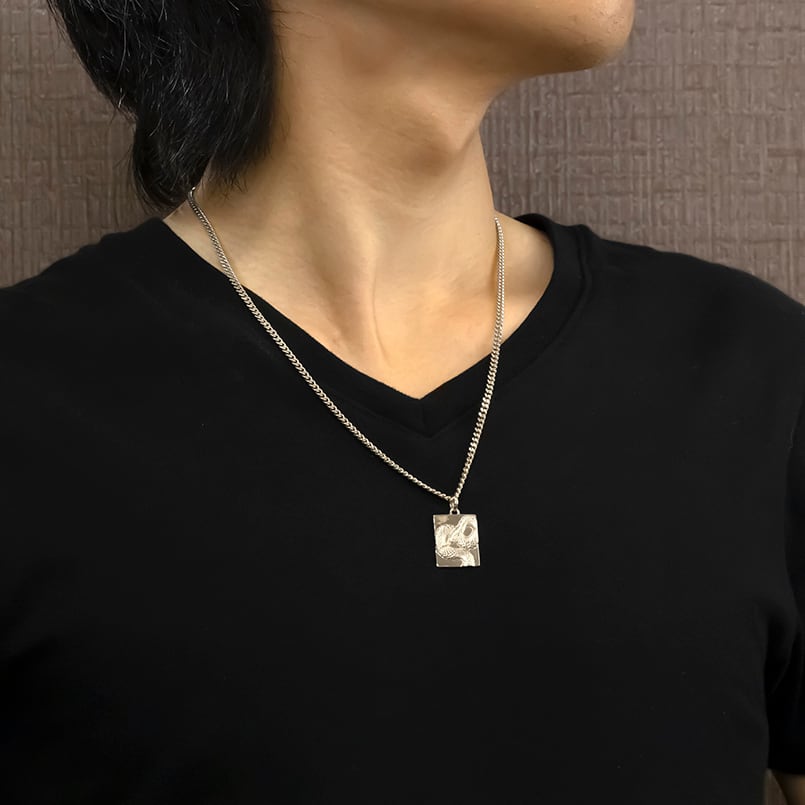 ヘビ 蛇 ペンダントトップ シルバー スネーク プレート ネックレス
