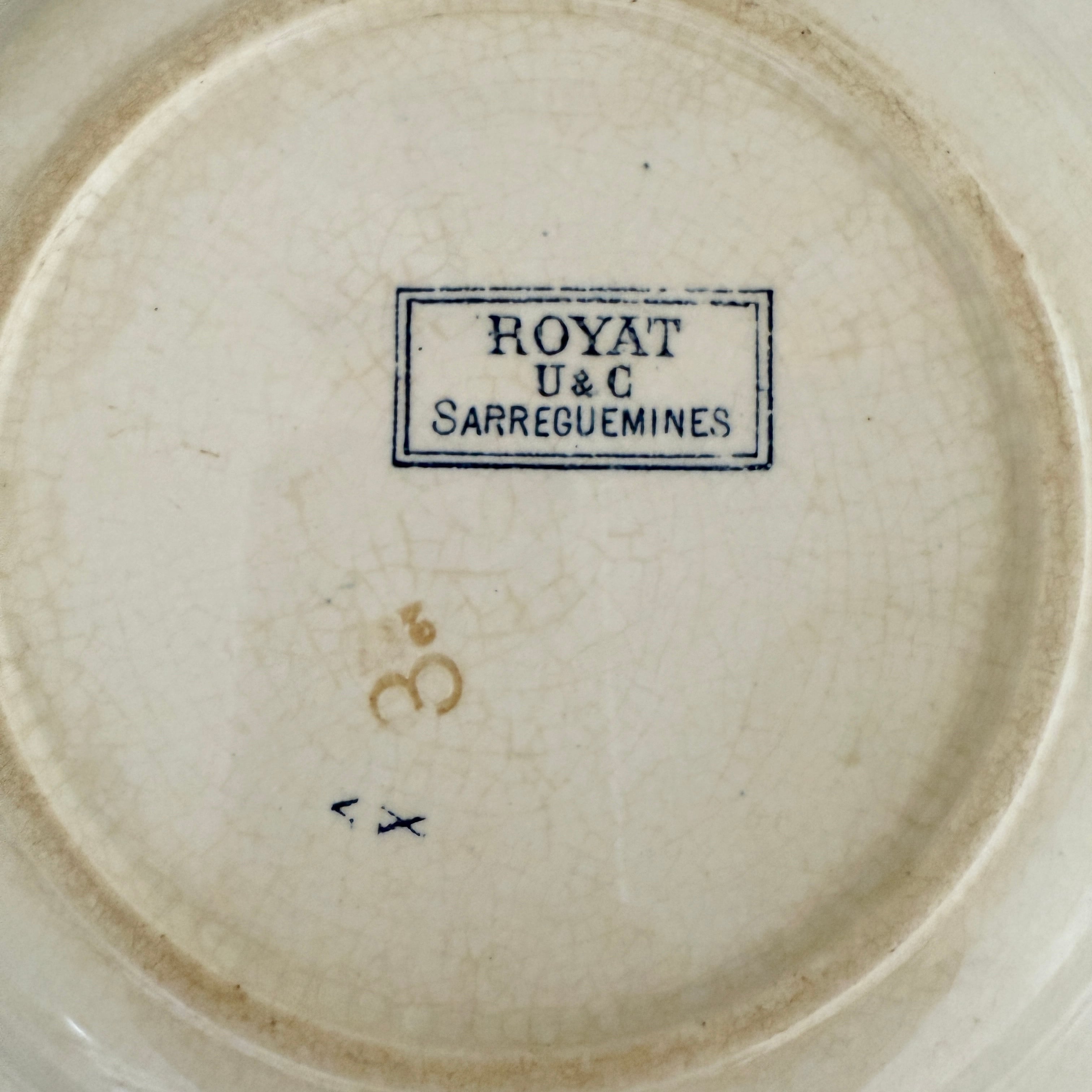 French Antique Soup Plate of Sarreguemines ROYAT Series