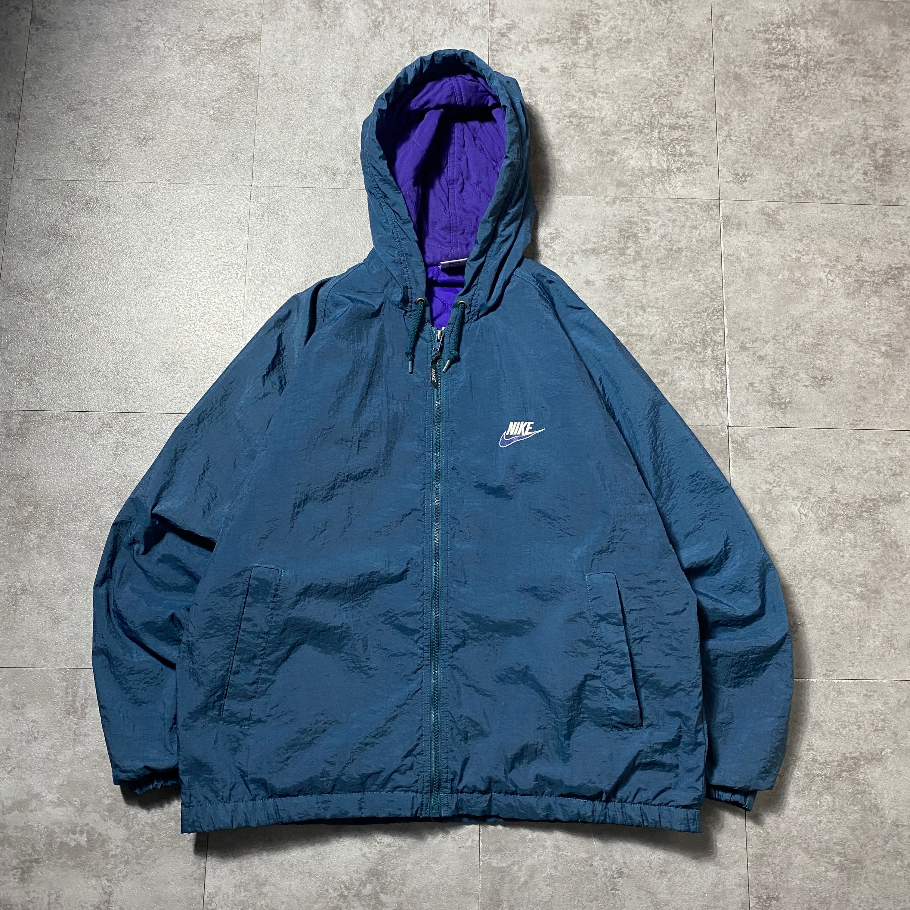 90's NIKE ナイキ スウォッシュ 両面刺繍 中綿 裏地キルティング