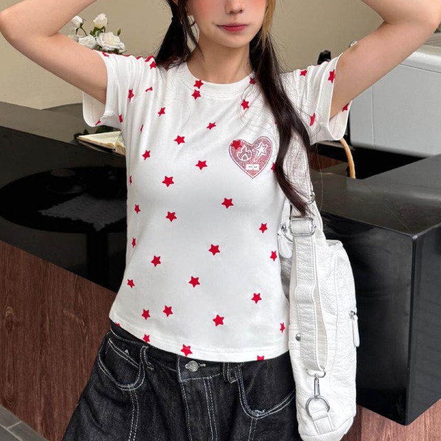 full star line design short-sleeve tee　フルスターラインデザイン半袖ティー　J2087