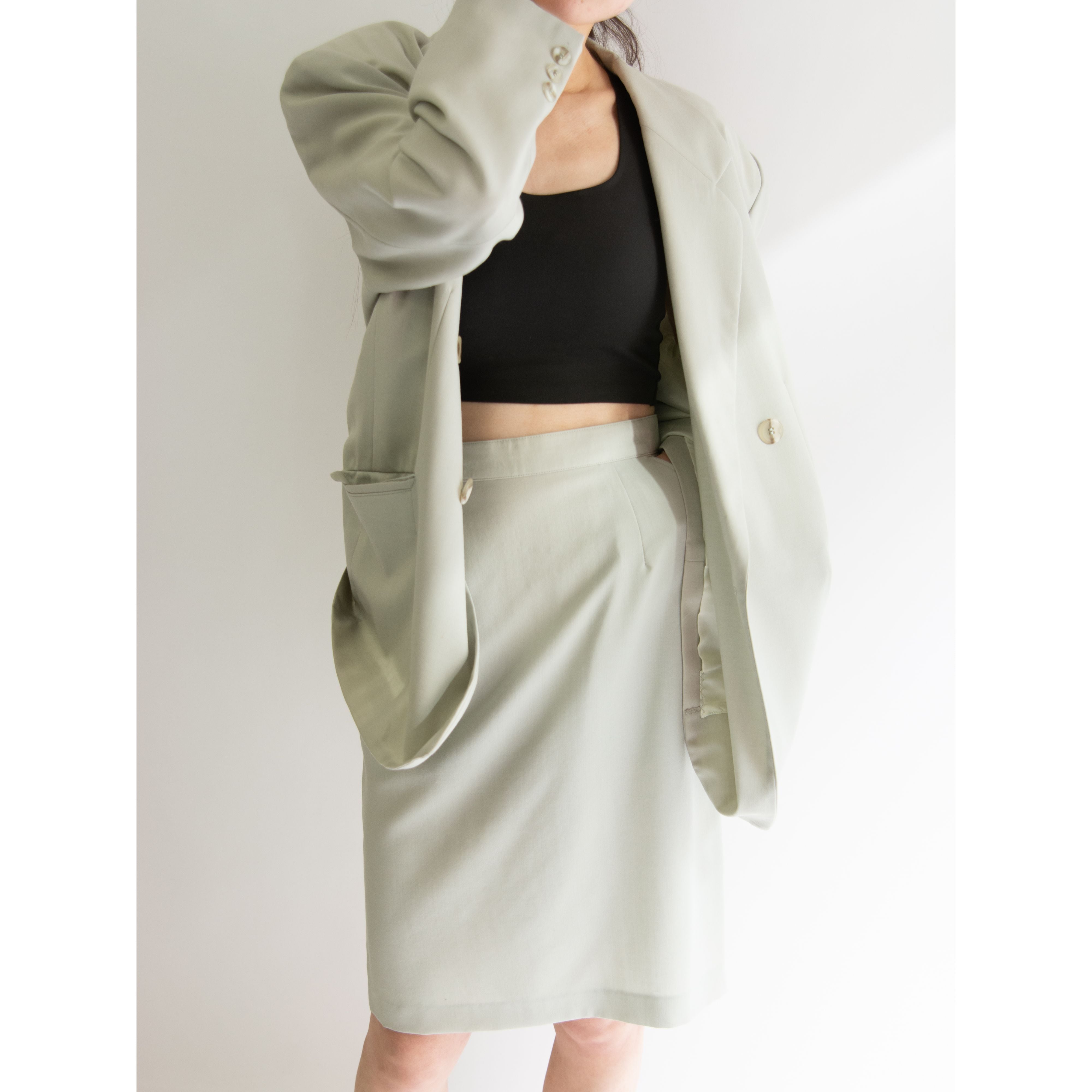 【I.S. ISSEY MIYAKE】Made in Japan 80's 100% Wool Tuck Skirt（アイエス イッセイミヤケ 日本製 ウールタックスカート）