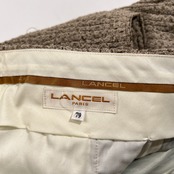 LANCEL ランセル 立体 デザイン タック スラックスパンツ サイズ 79 /ベージュ系/メンズ/日本製