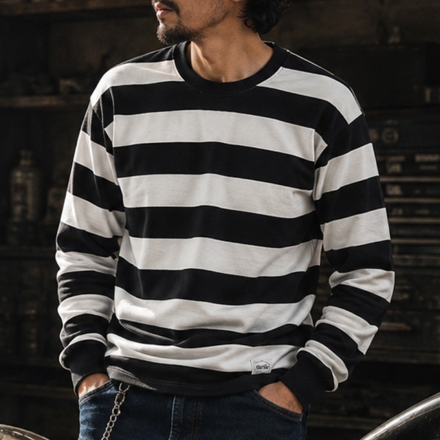 American Retro Striped Long-Sleeve T-Shirt 00585