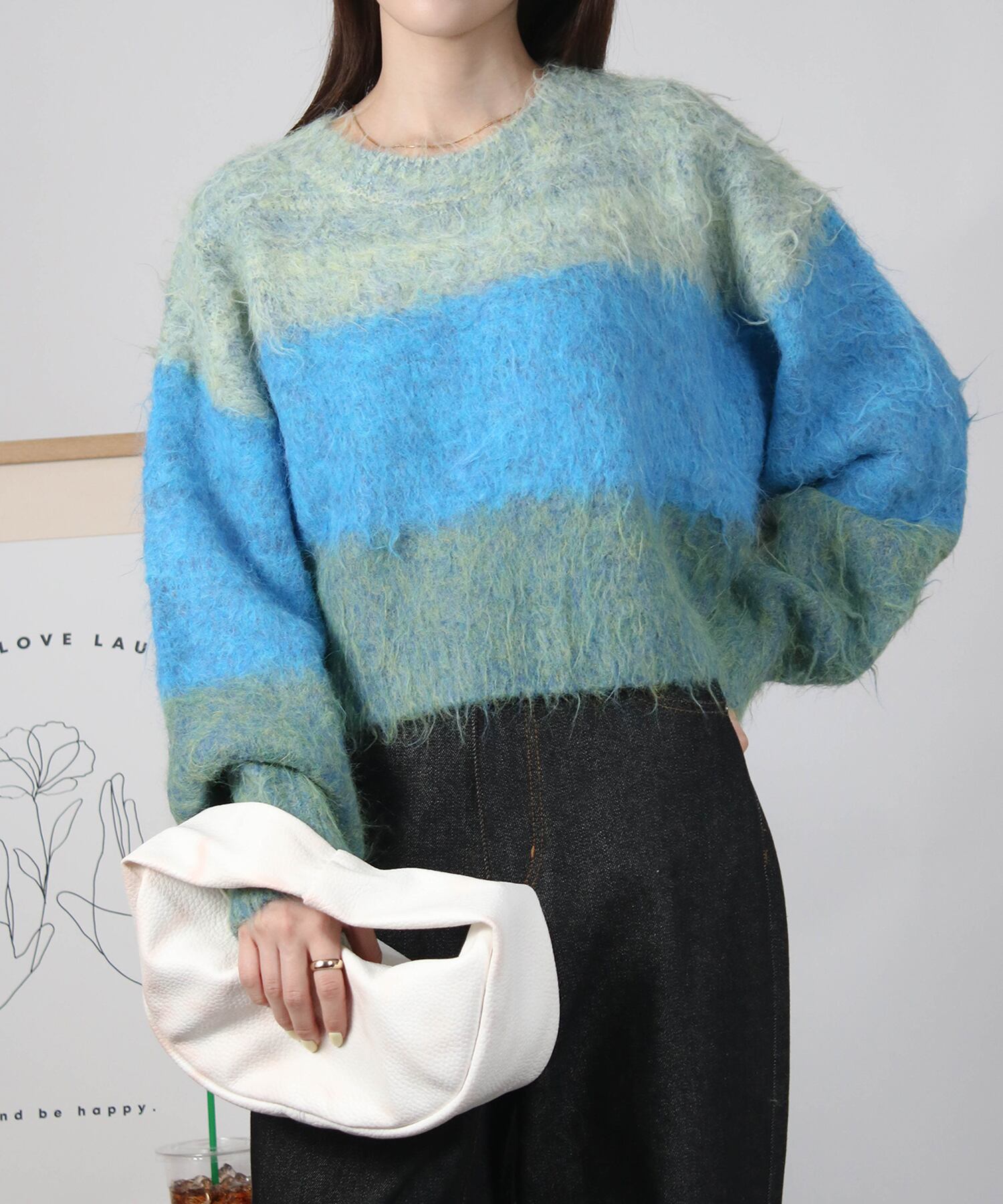 グラデーションカラーシャギーニットプルオーバー