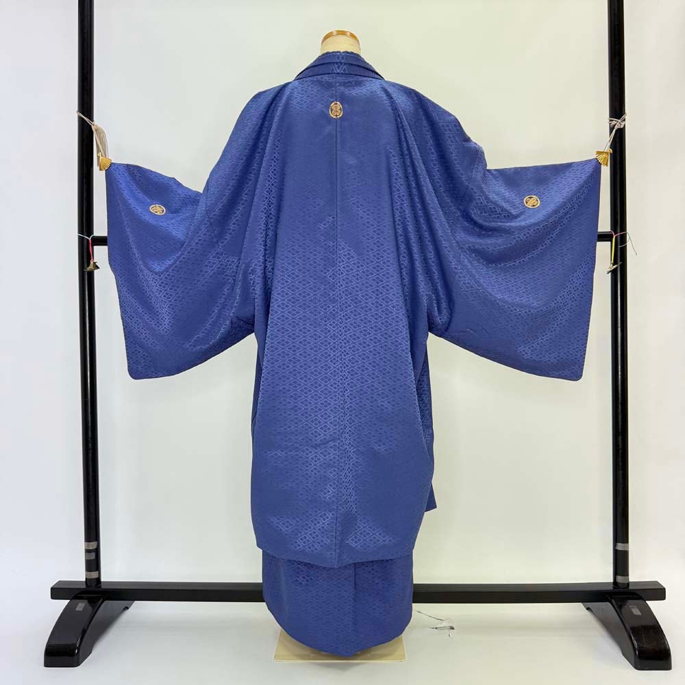 男紋付 男着物 紋付 ポリエステル 羽織 長着 裄77.2cm 3L size 紫