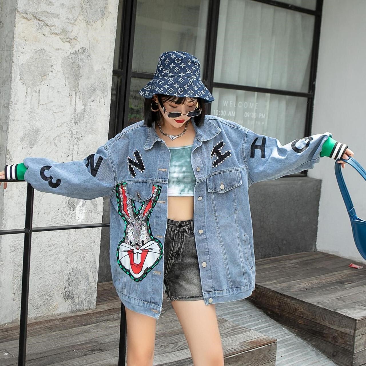 outer】おしゃれ！デニムジャケット人気カートゥーンゆったり