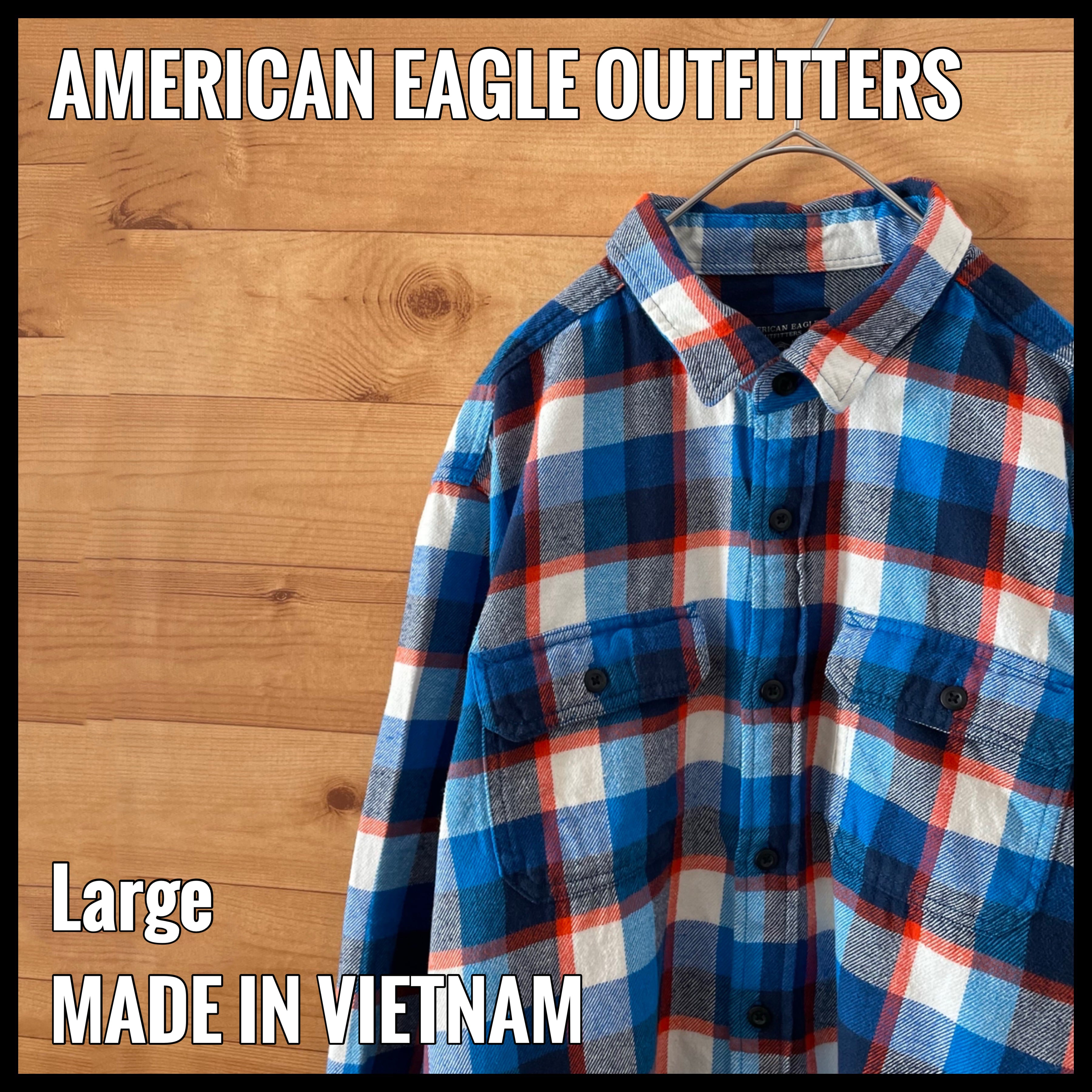 【AMERICAN EAGLE OUTFITTERS】ネルシャツ 長袖シャツ ヘビーネル 厚手ネル フランネル ブロックチェック 柄シャツ L  フラップポケット アメリカンイーグル US古着 | 古着屋手ぶらがbest powered by BASE