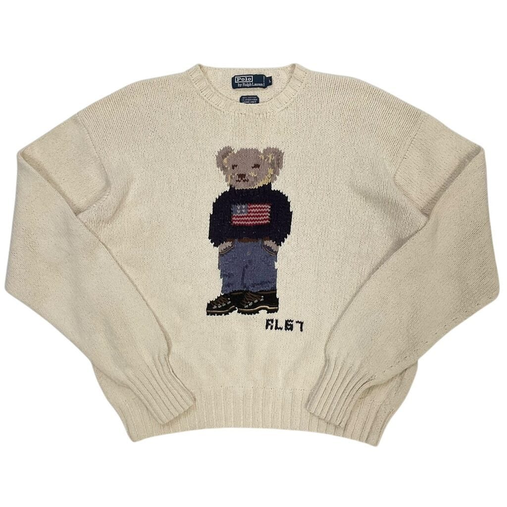 極美品！80s エディーバウアー コットンニット アイボリー ホワイト 白 L 80s 