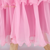 社交ダンス 衣装 ワンピース ドレス ピンク系 ブラック系 インザムード in the MOOD 日本製 ピンク 黒 レース 軽い ダンス パーティ 発表会 ホログラム ダンス衣装 フォーマル おしゃれ 大きな袖 豪華 かわいい 女性用 Mサイズ