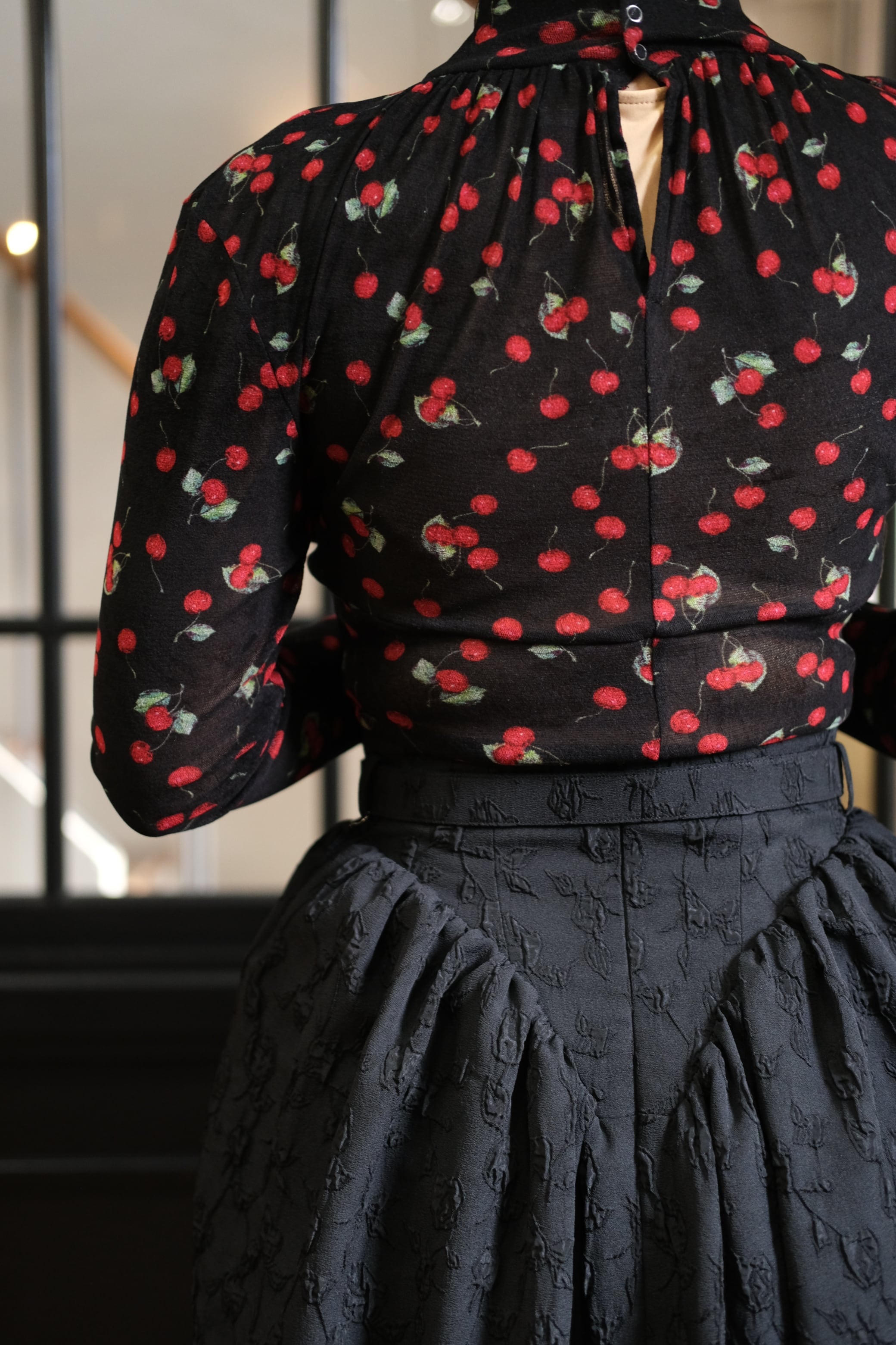 FETICO】Printed velvet tulle turtleneck bodysuit | loop