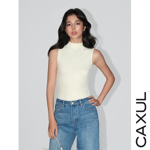 Mock Neck Sleeveless Top/4color