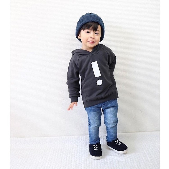 ビックリマークパーカー 韓国 子供服 送料無料