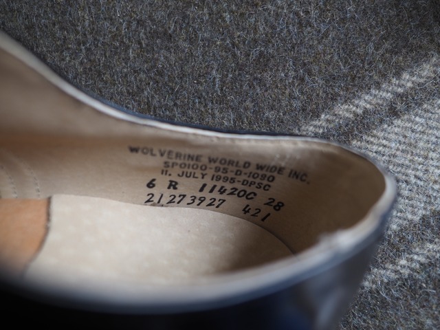 【NOS】6R (24.5~25cm) 1995’s U.S.Navy leather service shoes / Dress Oxford  WOLVERLINE USA製 サービスシューズ ブラック デッドストック