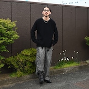 Leh(レー)GANKO別注×damage waffle L/S sweater コーディネート