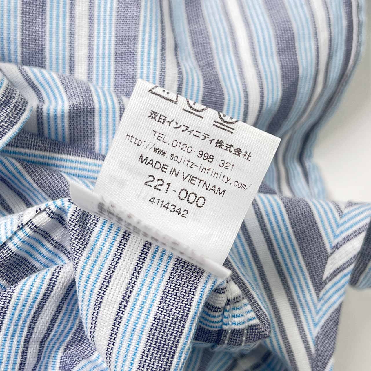 McGREGOR マクレガー ボーダー BD ボタンダウン 半袖シャツ L/ブルー メンズ