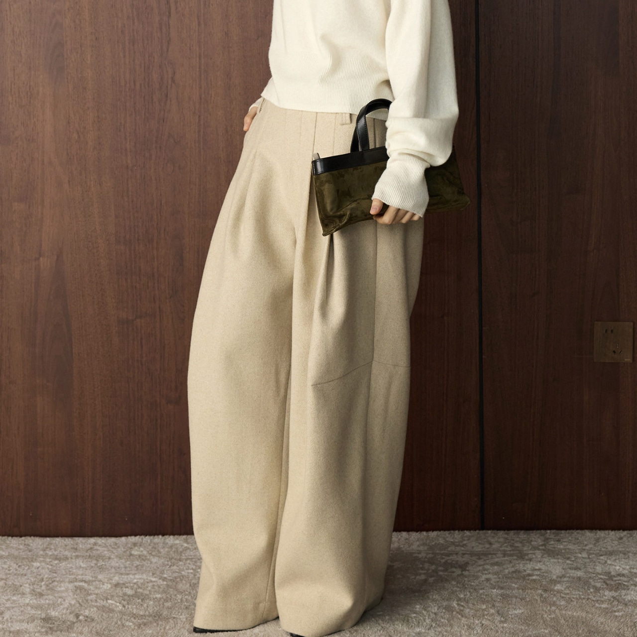 Full-Length Wide Silhouette pants 【3color】 T0735