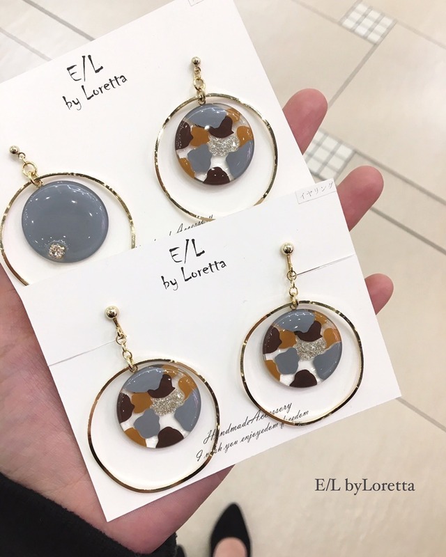 Marble hoop pierce/earring(004601)