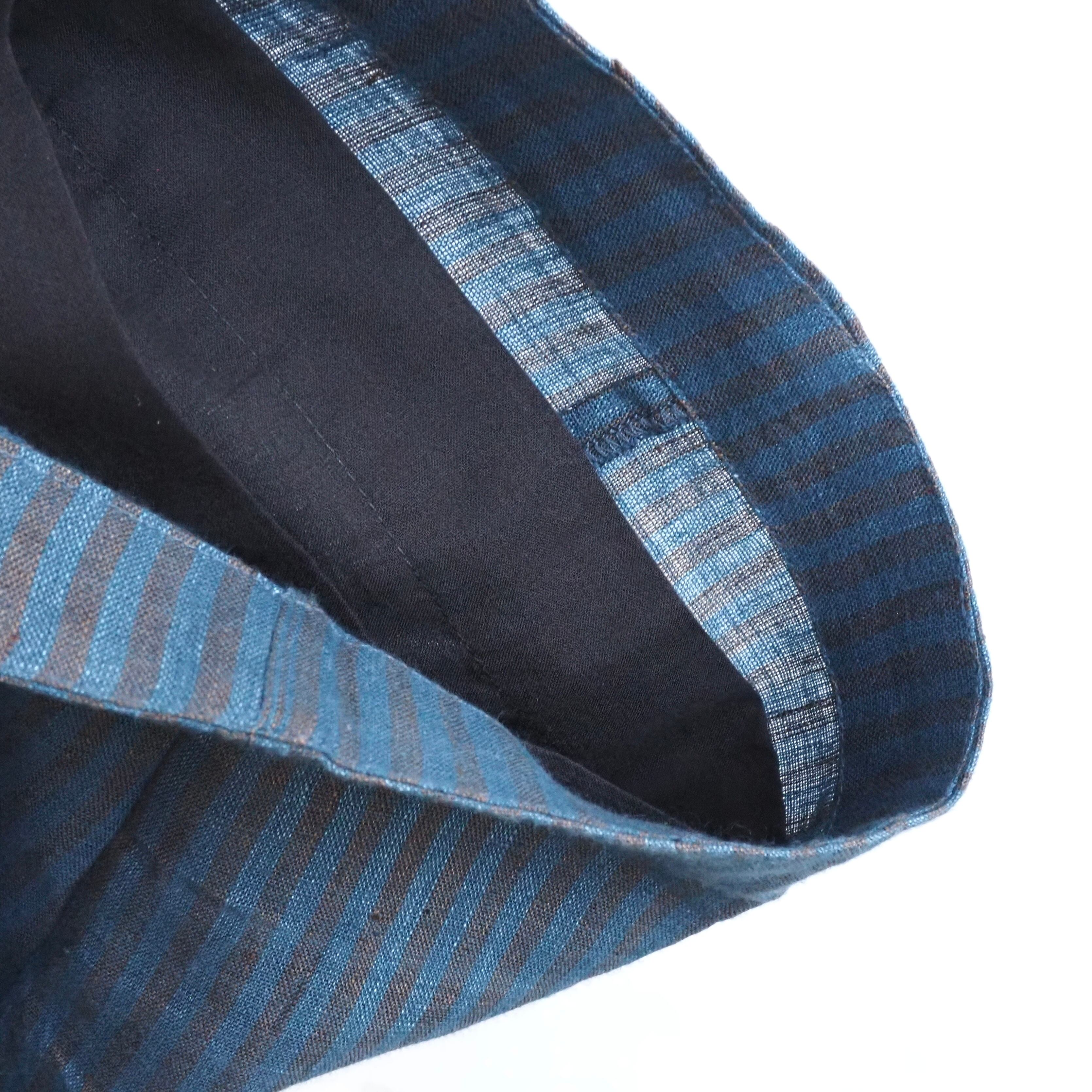 BUNON/ Ruffle Tuck Pants /パンツ(Brown×Blue strip)