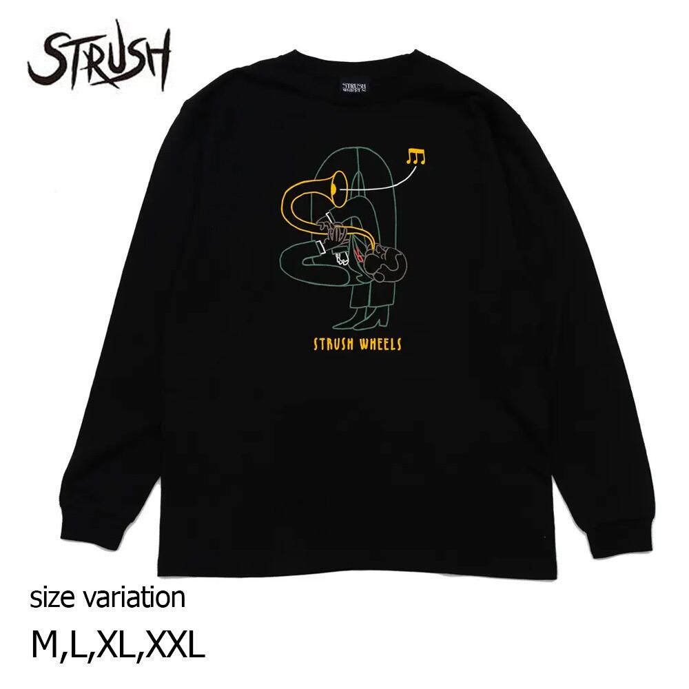 STRUSH JAZZ MAN LONG SLEEVE TEE SHIRTS BLACK ストラッシュ ロンT