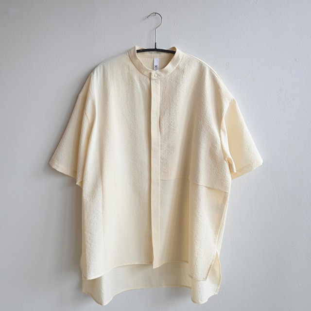 《MOUNTEN. 2023SS》sheersucker S/S shirt / ecru / size1(155-165cm程度）