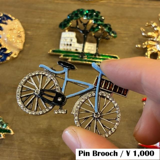 TOPANGA Jewelry　Bijou art brooch Bicycle　ビジューアートブローチ　自転車　バイク　プレゼント　プチギフト　ジャケット　帽子　バッグ　ニット