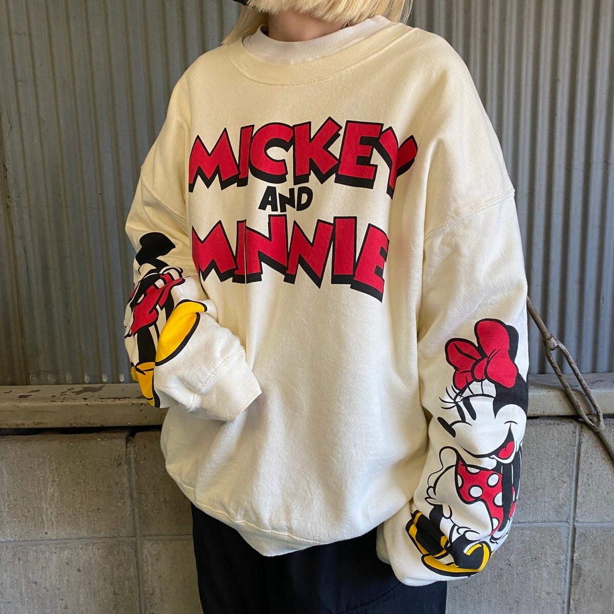 mickey＆co MINNIE MOUSE ミニーマウス キャラクタースウェットシャツ トレーナー USA製 メンズL /eaa336965