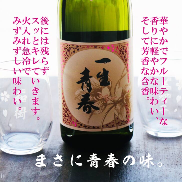 名入れ 日本酒 ギフト【 一生青春 吟醸 720ml 名入れ マス柄 グラス 2個 セット 】 誕生日 プレゼント 父の日 母の日 還暦祝い 退職祝い 古希祝い 喜寿祝い 米寿祝い 成人祝い 敬老の日 お中元 お歳暮 暑中見舞い 結婚祝い お祝い 福島県 ありがとう おめでとう