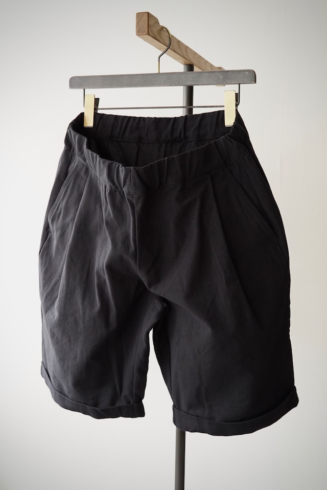 Barathea Cloth / Tuck Easy Shorts (BLACK)