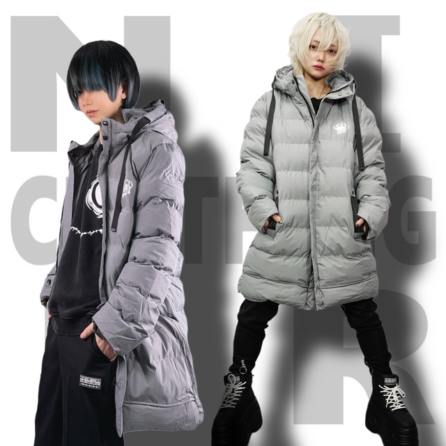 超防寒中綿入りユニセックスグレーロングダウンコート【CROWN】